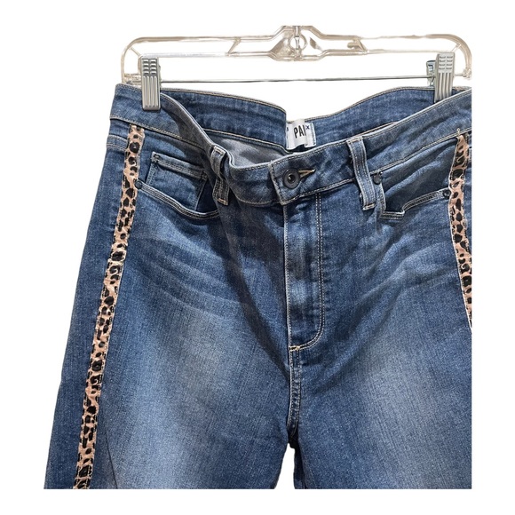 PAIGE Hoxton Crop Side Leopard Stripe Jeans Size 32 - Picture 6 of 10